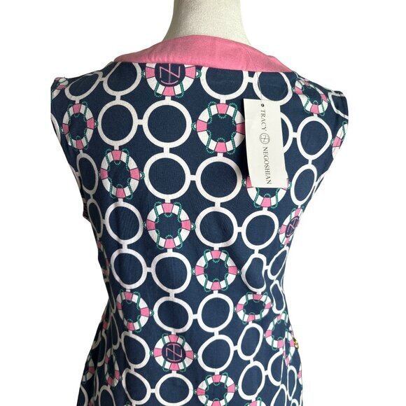 Tracy Negoshian Dress Size Small NWT Life Preserver Sleeveless Blue Pink Sheath - Picture 7 of 9